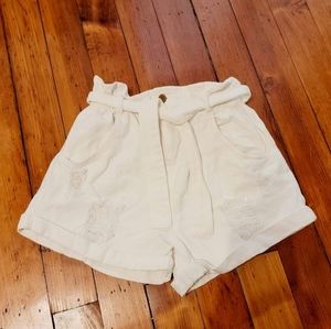 HYFVE White High Waisted Jean Shorts with Belt